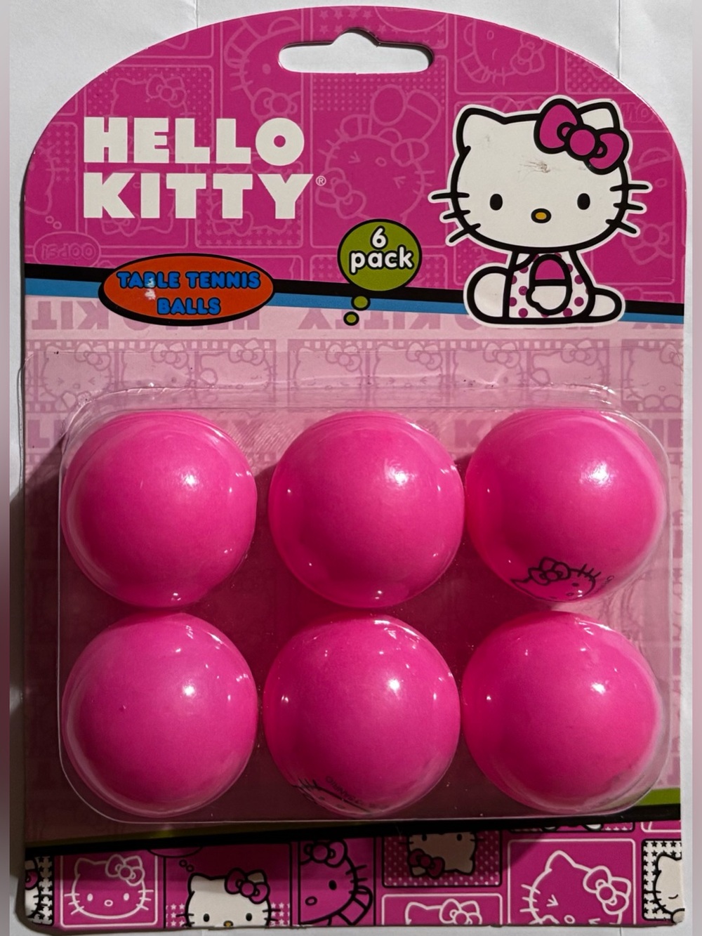 Hello Kitty Bright Pink Table Tennis Balls Ping Pong Balls 6 pack Kids or Adults